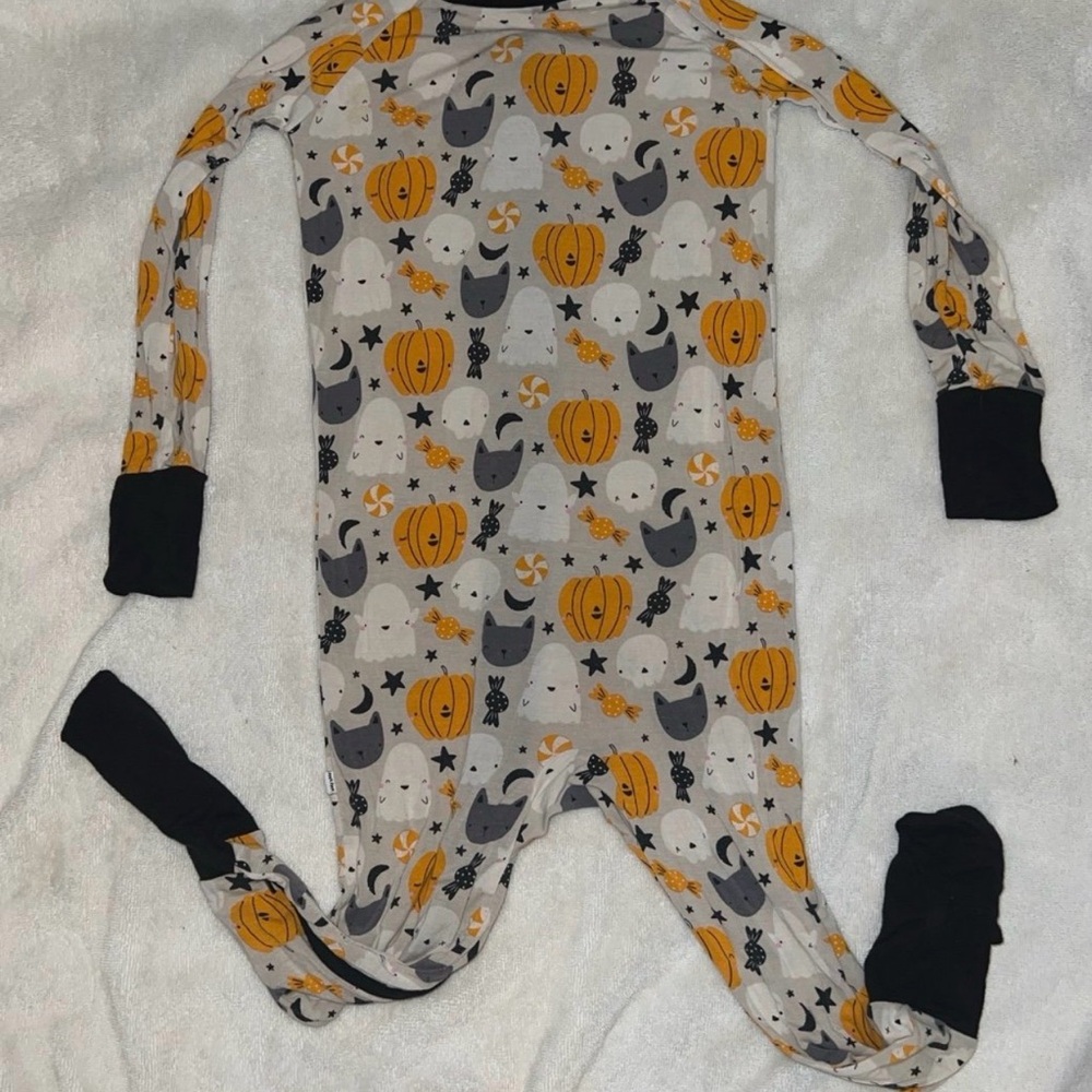 Little Sleepies Pumpkin and Cat Kids Footie - Picture 4 of 4